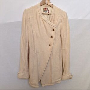 Free People Beige Wool Blend Military Style Blazer.  Size 8